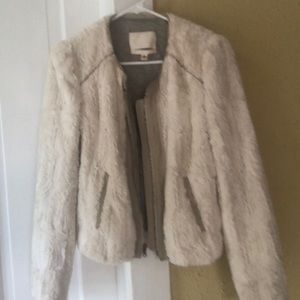 White/cream Burning Torch Davos Fur Jacket